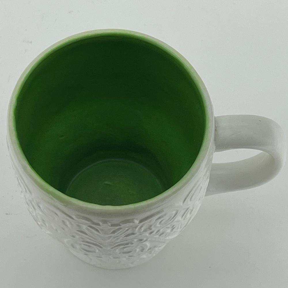 Vintage Holt Howard 1965 Mugs Set of 3 White Green Coffee Tea Filagree Ornate - Picture 4 of 11